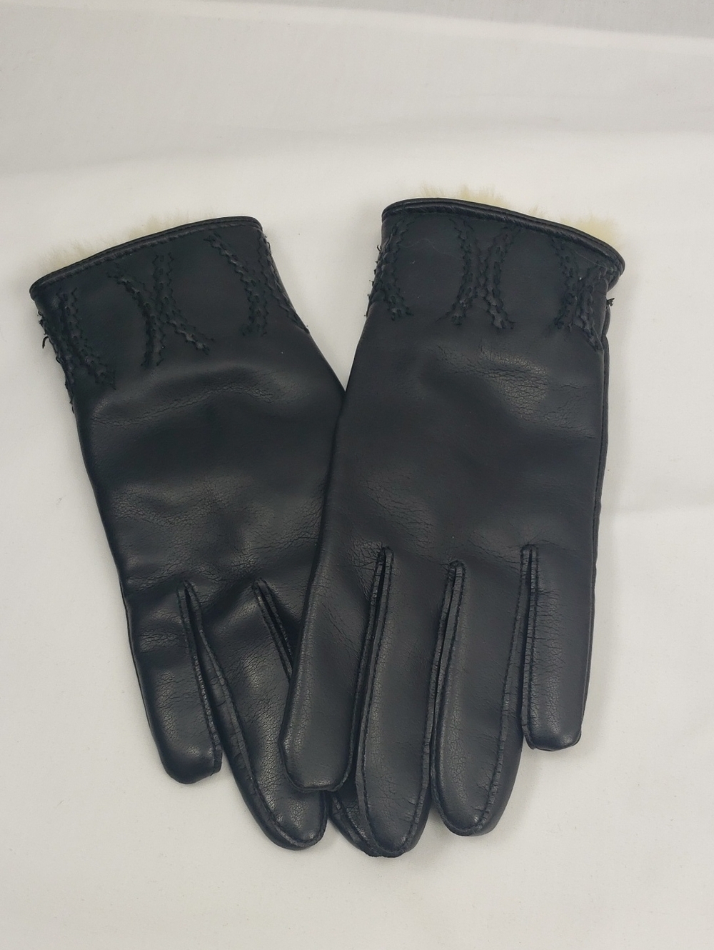 Rabbit Fur Lined Black Gloves